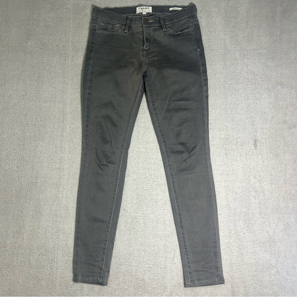 Frame Jeans Women's 28 Le Skinny De Jeanne Denim Pants Grey Stretch Mid Rise